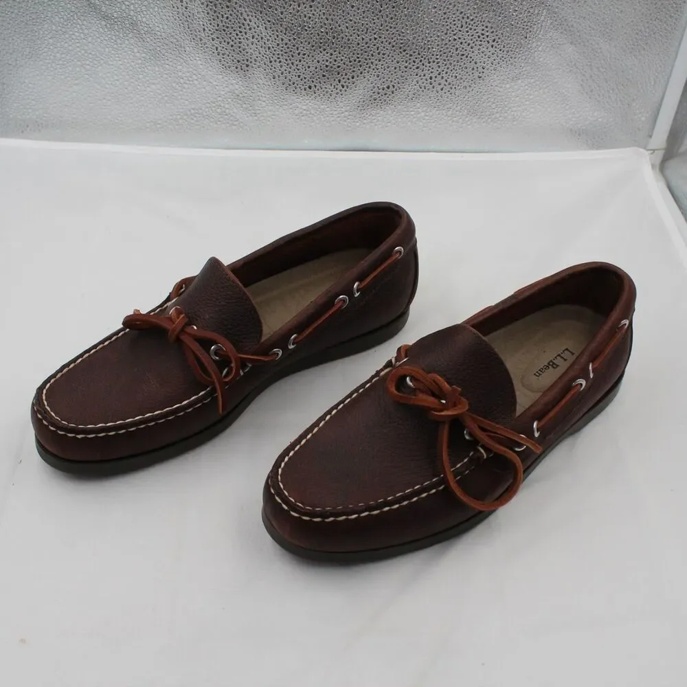 NEW L.L. Bean Camp Mocs Men’s Size 7.5 Dark Brown Leather Loafers Moccasin